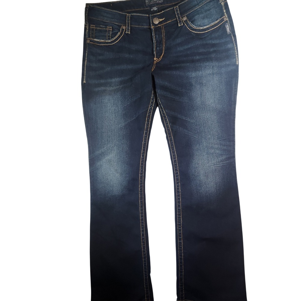 Silver Jeans Co Aiko Bootcut Dark Wash Denim Jeans Size 16 x 33 Mid Rise Stretch
